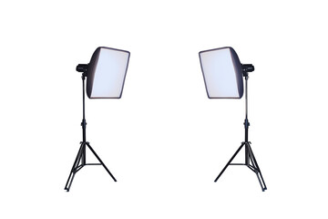 Two Professional Studio Softboxes on Tripods Ready for  or Videography