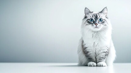Elegant, fluffy cat portrait against a neutral backdrop.
