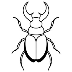 Elegant Stag Beetle Outline Vector Design