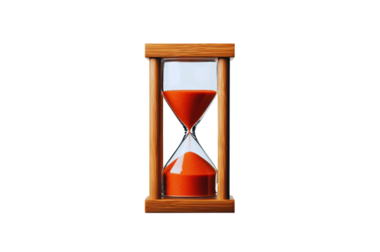 Wooden hourglass with red sand against a transparent background time concept image - Powered by Adobe