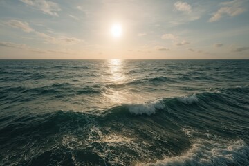 Serene ocean waves at sunset.