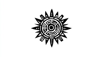 Naklejka premium Ornate sun symbol, abstract design, possible tattoo or decoration