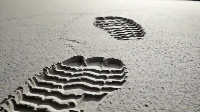 A Close-Up View of Deep Tire Tracks Indented in a Sandy Terrain, Capturing the Details of the Tread Patterns and Texture in Natural Light