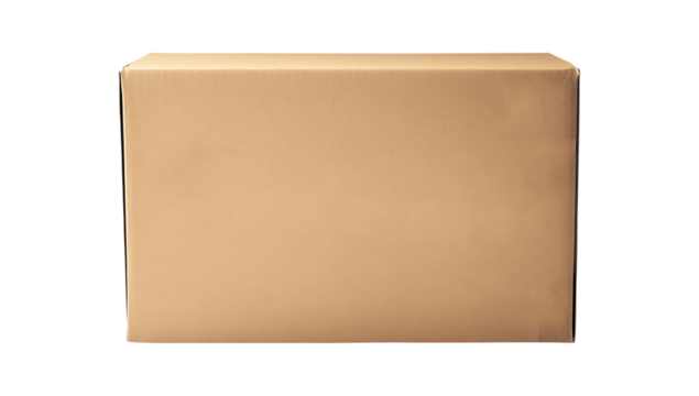 Closed Cardboard Box Mockup  Isolated PNG with Shadow on Transparent Background