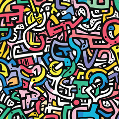 Colorful Abstract Geometric Doodle Pattern Background For Modern Design Projects