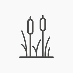Cattail silhouette Vector icon on white background. Cattail reeds vector silhouette.