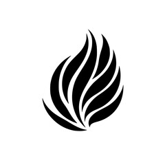 Elegant black icon representing a stylized flame design with flowing lines and curves for modern aesthetics