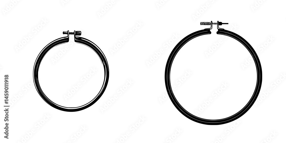 Poster flat black icons of two circular objects featuring distinct designs suitable for various application