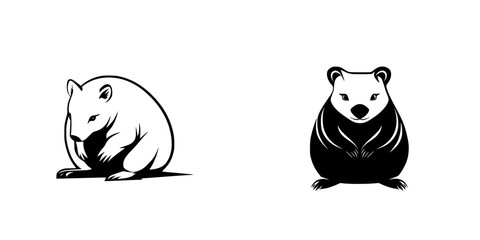 Stylized flat black icons representing two distinct animal characters in minimalist design