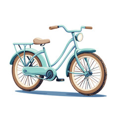 Fototapeta premium Vintage Blue Bicycle Illustration With Back Rack And Headlight On White