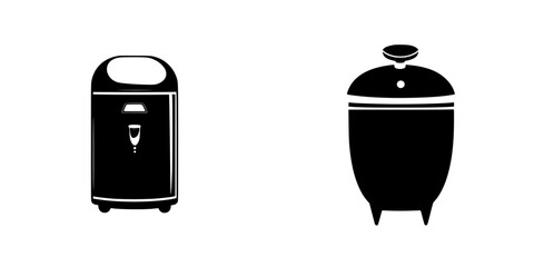 Flat black icons representing modern kitchen appliances for efficient cooking and food storage solutions