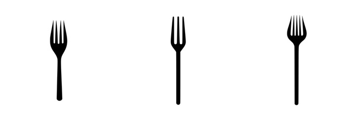 Minimalist black fork icon design for culinary and dining themes, perfect for food-related applications