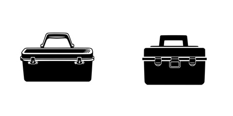Flat black toolbox icon design suitable for representing tools and DIY activities in minimalist style