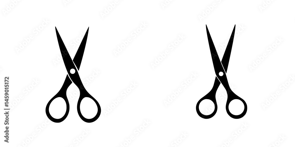 Poster black icon of scissors showcasing a flat design suitable for various applications in graphic and web