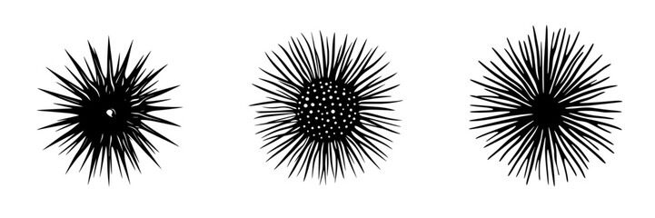 Obraz premium Unique flat black icon designs featuring spiky abstract shapes for creative projects and digital applications