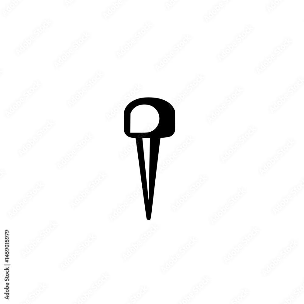 Poster flat black icon of a pin representing a location marker often used in maps and navigation applicatio
