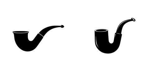 Black pipe icons representing classic smoking instruments in a minimalist design for modern aesthetics and branding