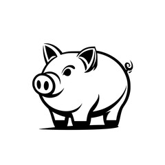 Flat black icon of a pig in a simple outline style representing creativity and design in graphic art