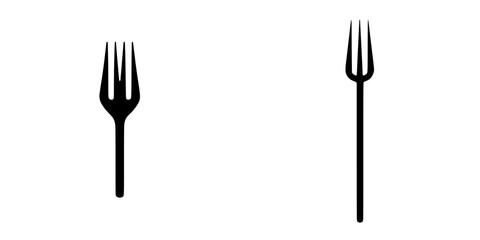 Fork icon set showcasing two distinct designs for culinary applications in minimalist style