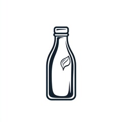 Simple illustration of a beverage bottle with leaf graphic. Possible use Packaging design, logo, or social media graphic