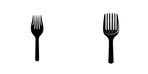 Two flat black fork icons on a white background showcasing a simple and modern design suitable for various contexts