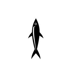 Minimalist flat black fish icon design suitable for various creative purposes and applications