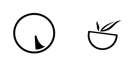 Icon designs featuring a stylized leaf and a circular shape representing nature and growth in a minimalist style