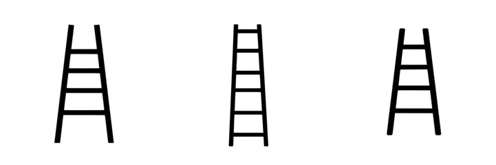 Flat black ladder icons representing different ladder styles in a simple digital design