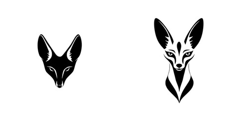 Stylized flat black fox icons showcasing distinct designs and features in a minimalist style