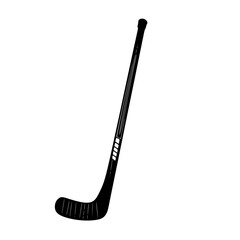 Flat black hockey stick icon designed for sports-themed graphics and illustrations
