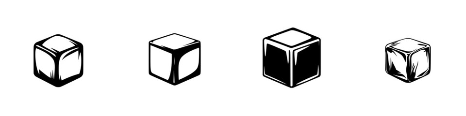 Various black and white cube designs showcasing different shading techniques
