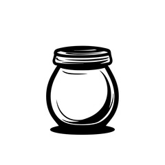 Flat black icon of a jar showcasing a simple and modern design suitable for various applications