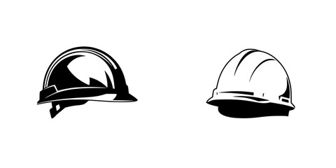 Black icon of construction hard hats representing safety equipment for workers and job sites in various industries