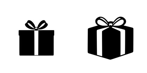 Obraz premium Black icons of gift boxes with ribbon showcasing simple flat design suitable for festive or celebratory themes