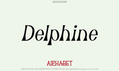 Luxury Delphine Italic alphabet letters font for logo