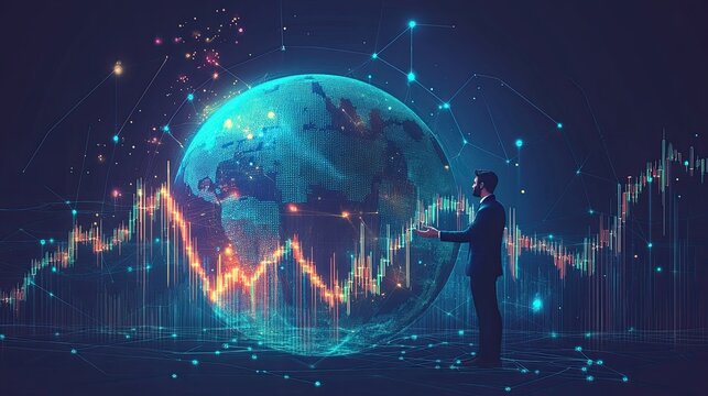 Global financial market analysis with digital graphs and global network visualization