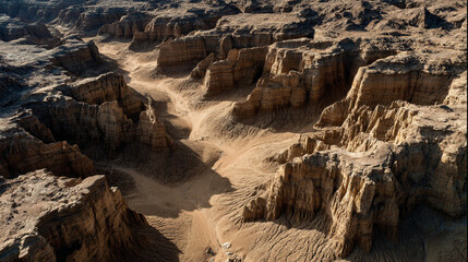 Vibrant Layers of Colored Sand Sculpted into a Miniature Canyon with Natural Textures and Earthy Tones