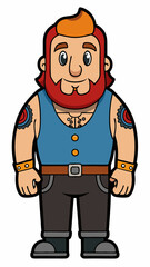 Obraz premium Cartoon tattoo artist with confident expression in a simple design 