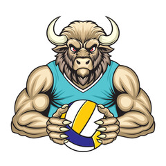 buffalo volleyball mascot vector illustration design