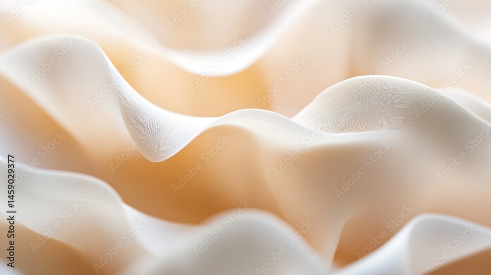 Poster Abstract image of flowing, creamy beige fabric with soft, undulating waves and subtle texture, creating a serene and elegant visual. : Generative AI