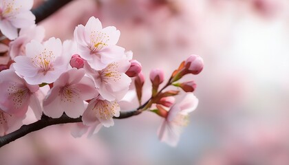 Obraz premium a close up image of delicate pink cherry blossoms on a tree branch