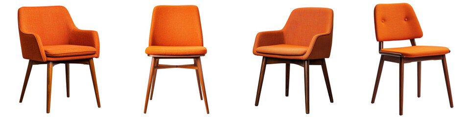Stylish orange modern chairs with wooden frames