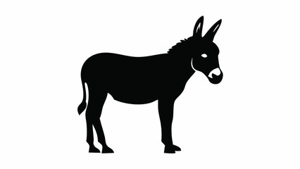 Obraz premium Black donkey silhouette isolated on white background, a simple and cute farm animal illustration for logo or graphic design