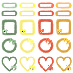 Name Tag, Kids Tag, Frame, colorful, bear, cat, bow, square, heart, rectangle, round, shape, frame, text frame, charcoal, texture