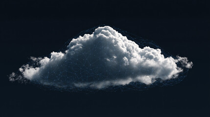 Digital cloud computing concept with abstract 3D data flow and futuristic network connections in motion