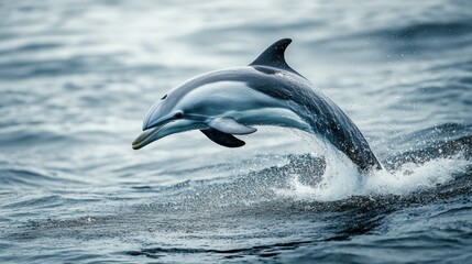 Naklejka premium A Stunning Leap of the Pacific White-sided Dolphin