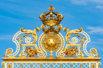 Decorations of Golden gate in Versailles palace, Paris suburbs, France