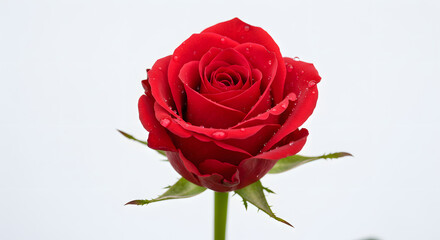 Minimalist Red Rose with Dew on Petals PNG