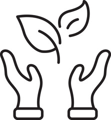 Raised Hands with Leaves Symbolizing Environmental Care and Protection