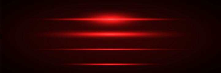 Set of neon light lines.Horizontal flash.Laser light beam.Vector illustration.Vector EPS 10.